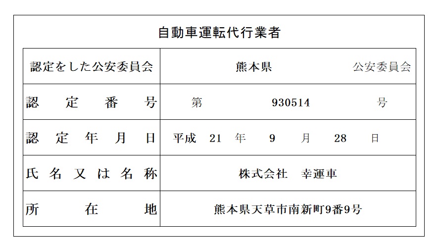 自動車運転代行業者